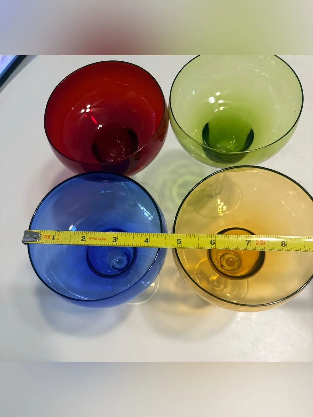 Multi Color Margarita/Martini Drink Glasses set of 4 long stem